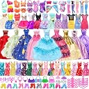 Ecore Fun 99 Pcs Doll Clothes Outfits and Accessories- 5 Princess/ Wedding Gowns 12 Fashion Dresses 2 Leisure Outfits 2 Bikini Swimsuits 10 Shoes and 57 Accessories for 11.5 inch Dolls,Girl Gift