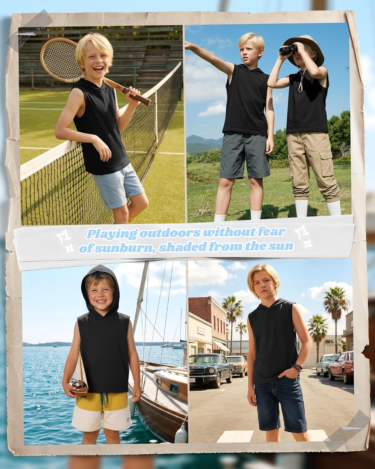 Boys' Tank Tops Sleeveless Athletic Hoodies Pullover Sports Workout Basic T-Shirts Kids 5-16 Years Teens