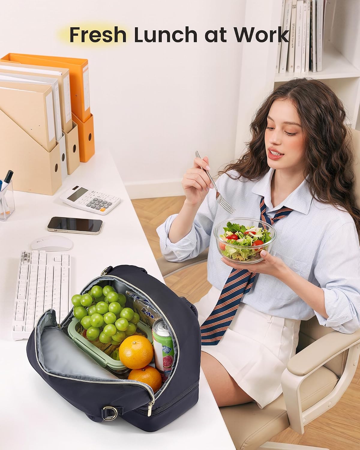 LOVEVOOK Insulated Lunch Bag for Women Men, Cute Fit and Fresh Lunch Box image 2