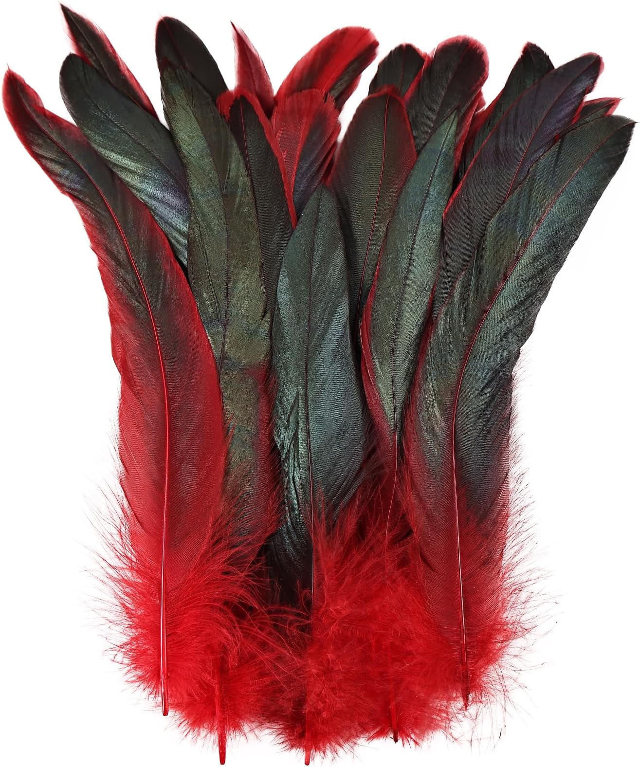 Red Rooster Feathers 100Pcs Natural Feather Bulk 6-8Inch for DIY Handmade Crafts Costume and Party Performances Decoration