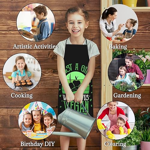 Miniatura 6 de Just A Girl Who Loves Delantal de slime para niñas, regalos de cocina de slime impermeable, Just a Girl Who Loves Vegano