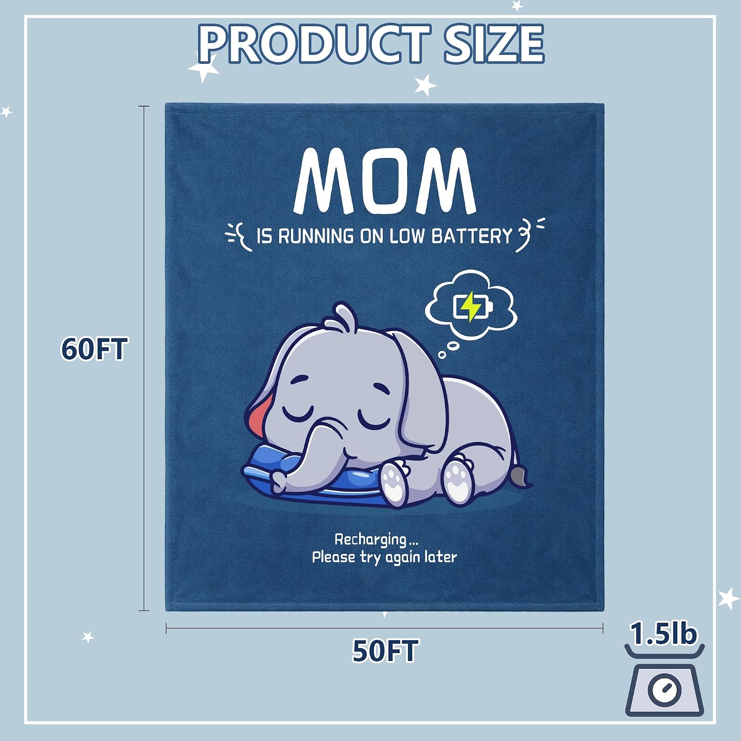 Funny Gifts for Moms Mothers Day,Birthday Gifts for Mom from Daughter Son，Mom's Charging Blanket,New Mom Gifts for Women，Soft Blanket Throw for Napping Travel 50X60‘' image 2