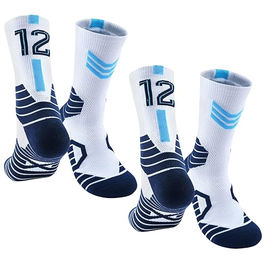 2 Pairs Ja Morant Basketball-Socks-for-Men, #12 Lucky Number Sports-Socks Memphis Morant Socks for Youth Boys, Athletic Basketball Accessories Grizzlies Socks Great Gift for Morant Fans (5.5-11.5)