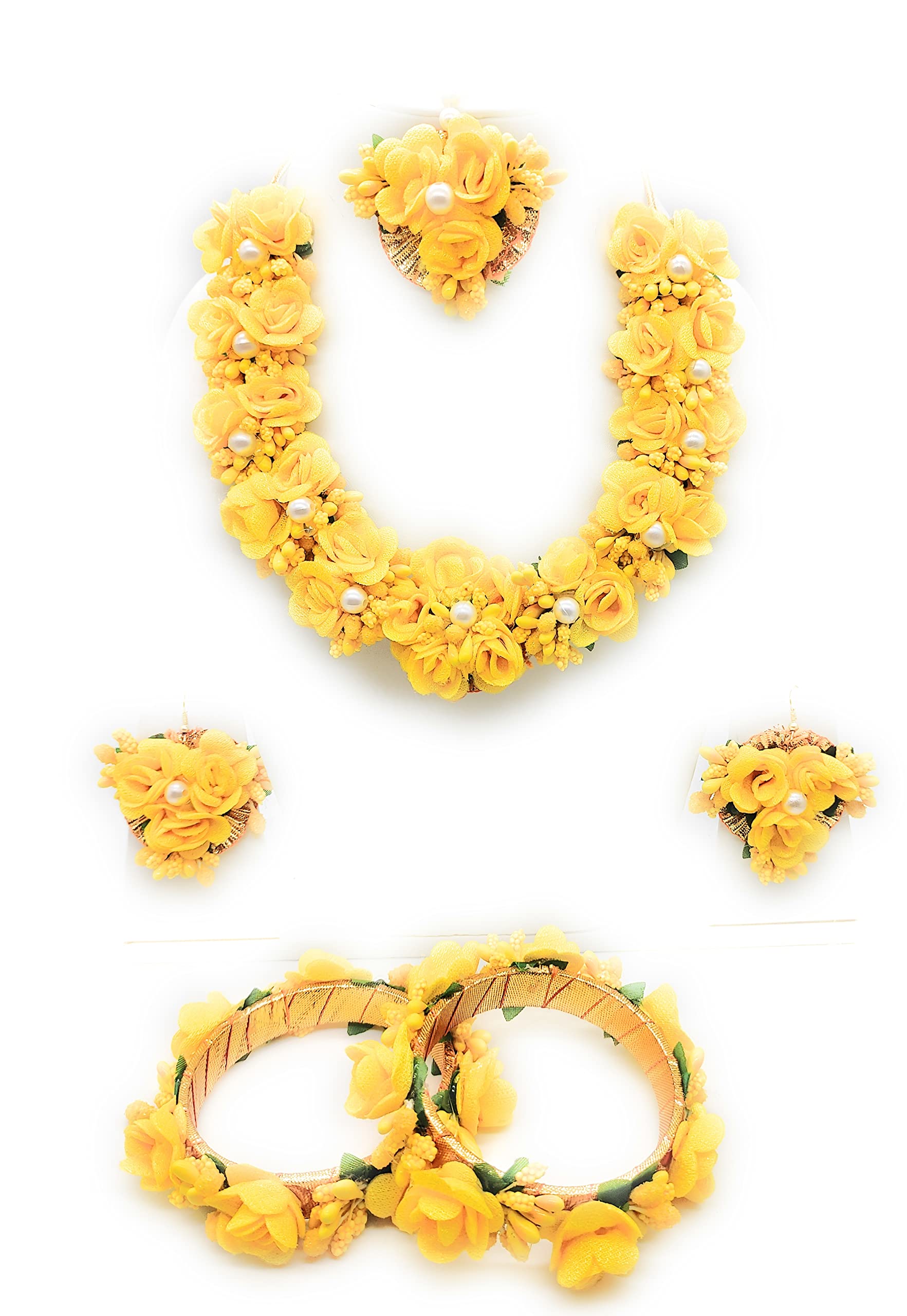 Sarthak Royal Handmade Flower Jewellery Set Nacklace, Earrings,Tika,Bangles For Women & Girls (Mehandi/Haldi/Wedding/Bridal/Baby Shower) (Style1) (B08QZGV2QX) Amazon Price History, Amazon Price Tracker