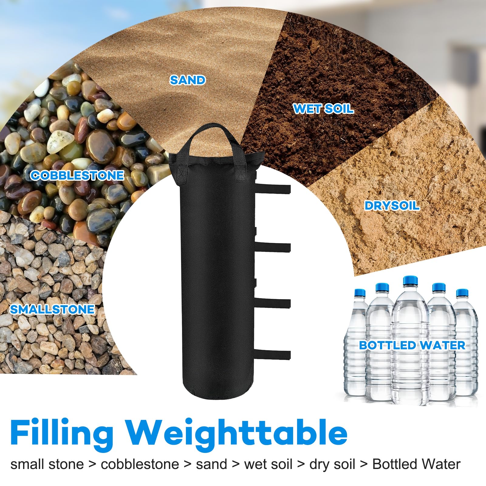 Gewichte für Pavillon 8 Stück Sandsäcke zum Beschweren - 10kg Kapazität pro Sandsack, Pavillon 3x3 Garten - 600D Oxford Stoff Beschwerung für Zelt, Strand und Outdoor