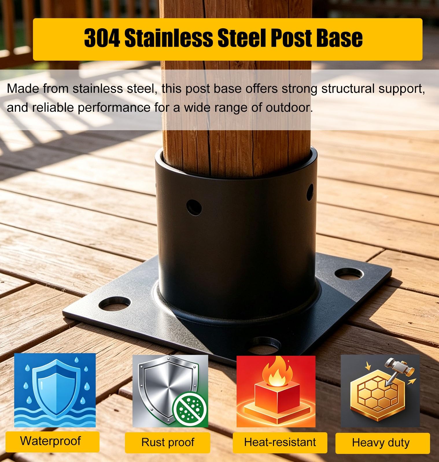 Soporte para Poste Base para Postes de Madera Soporte De Anclaje para Postes De Terraza | Para Exteriores/ Aceras / Entradas De Vehículos, Soporte Para Columnas De Hormigón(Dia120mm/4.7")