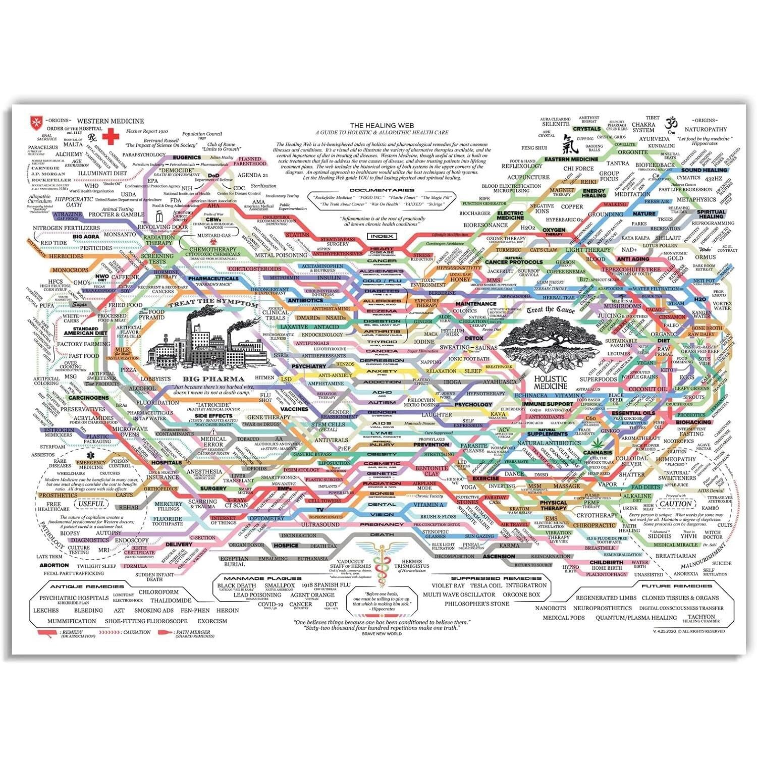 SSOPTMCB Encyclopedia of Remedies Poster - Herbal Chart, Comprehensive Canvas Wall-Art for Students(Unframed,16x24inch(40x60cm))