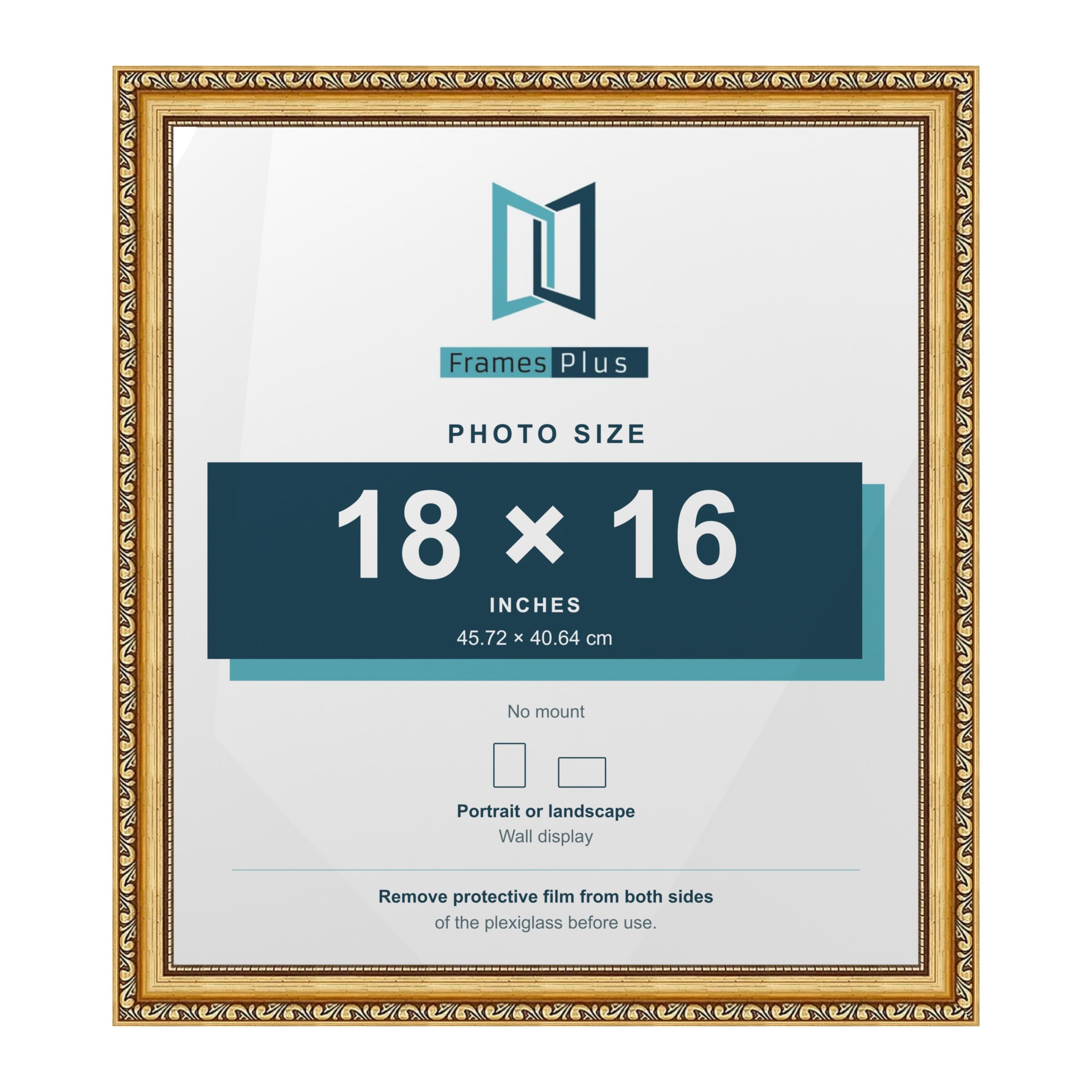 FramesPlus ORNATE Shabby Chic 18x16 Picture Frame, Gold — image 1