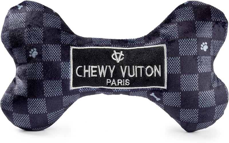 Brinquedo de Pelúcia para Cães Chewy Vuiton Bone Haute Diggity Dog com Apito, 22,86 x 15,24 x 3,81 cm