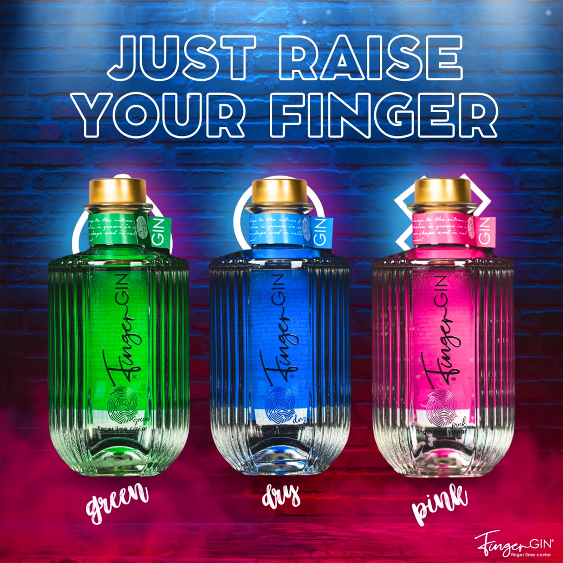 FingerGIN Trio Collection – Confezione 3x70 cl: Pink Pearl, Green Faustrime, Blue Dry – Gin Artigianale Italiano al Finger Lime, Perle di Lime