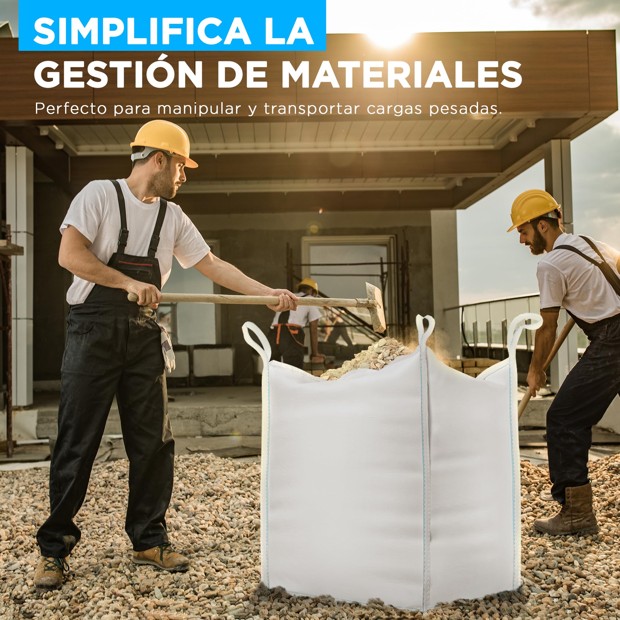 Sacos Big Bag 1000kg (2 UNIDADES) | Sacos para Escombros 90x90x90 cm | Big Bags Resistentes & Reutilizables | Sacas 1000kg perfectas para Obra, Jardin, Arena, Residuos y Madera