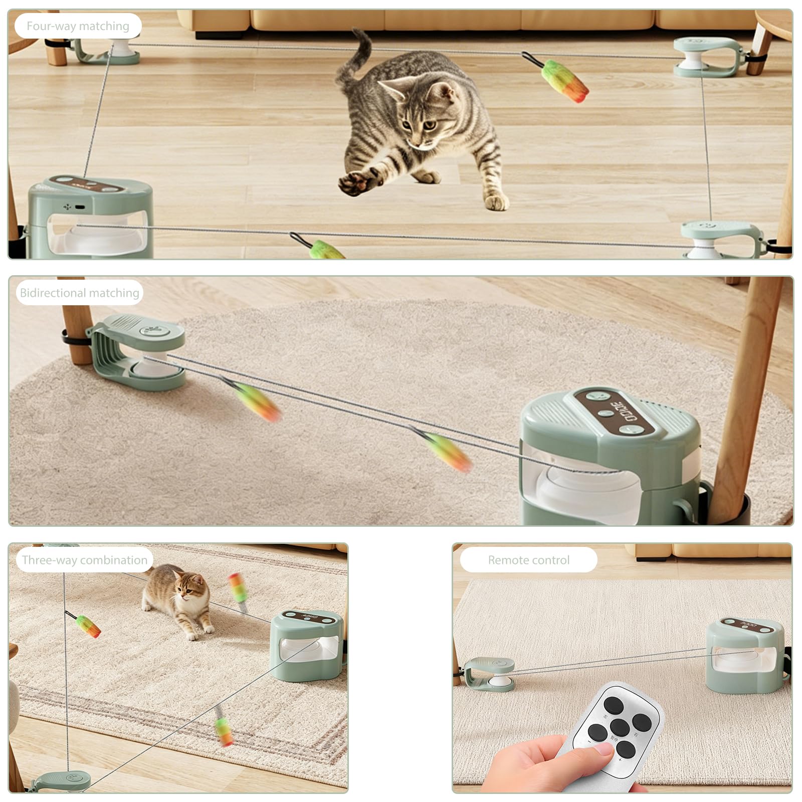 Giocattolo per gatti indoor, tapis roulant per gatti, giocattolo elettrico con telecomando, nuovo tapis roulant, velocità regolabile, giocattolo simulato per caccia di gatti