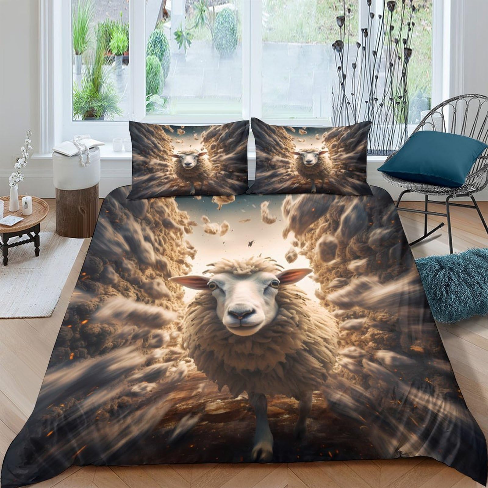 Ctjqhvkz Style-6 3D Printed Sheep Meadow Fitted Sheet Microfiber Soft Artistic Forest Path Mattress Cover For Bedroom Dorm Decor Single（135X200cm）