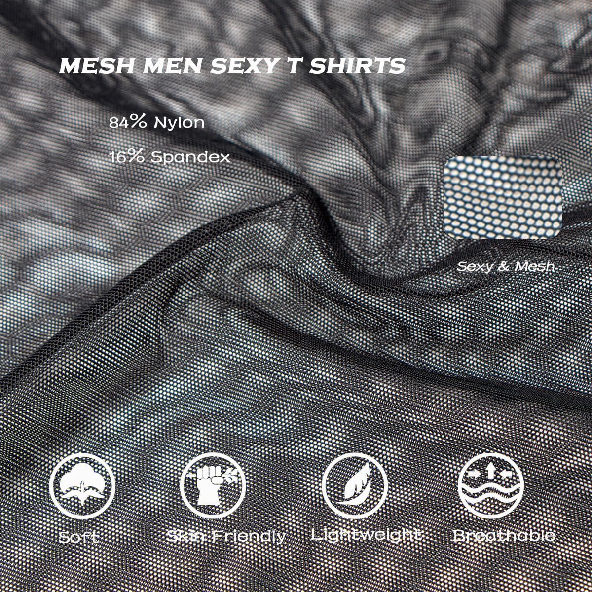 ZONBAILON Men's Sexy T-Shirts Mesh See Through Short Sleeve Undershirt Soft Breathable M L XL 2XL 3XL - Image 6