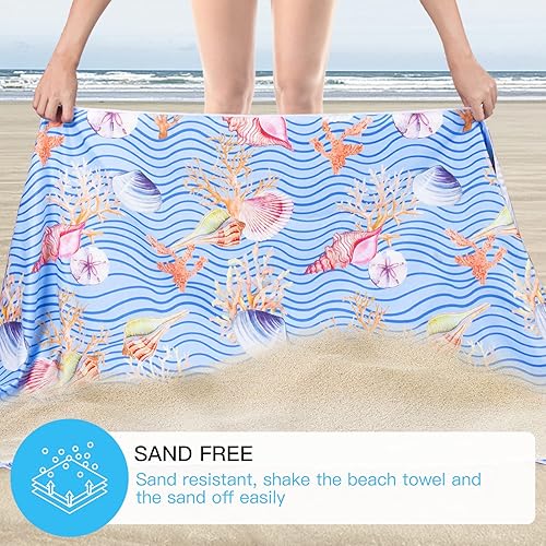 Miniatura 2 de Toalla de playa de microfibra, toalla de piscina de gran tamaño 72 x 36 pulgadas, toalla de playa sin arena, de secado rápido, súper absorbente,