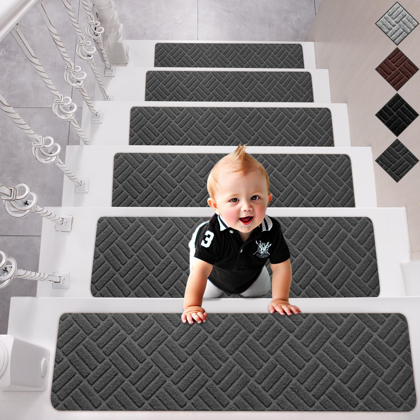 Non Slip Carpet Stair Treads for Wooden Steps Indoor, Spurtar Carpet