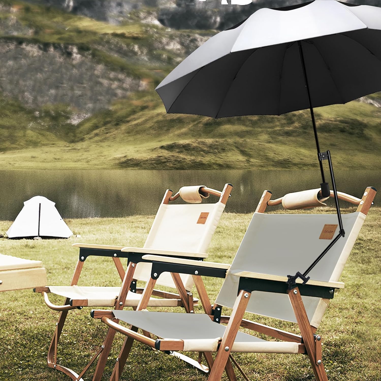 UPF 50+ Beach Umbrella with Adjustable Universal Clamp