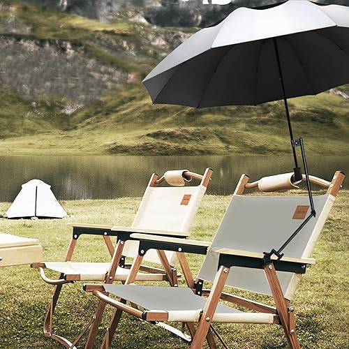 Miniatura 7 de HOBVO Paraguas de golf UPF 50+ con abrazadera universal ajustable, paraguas portátil para lluvia, apertura y cierre manual, para silla de playa,