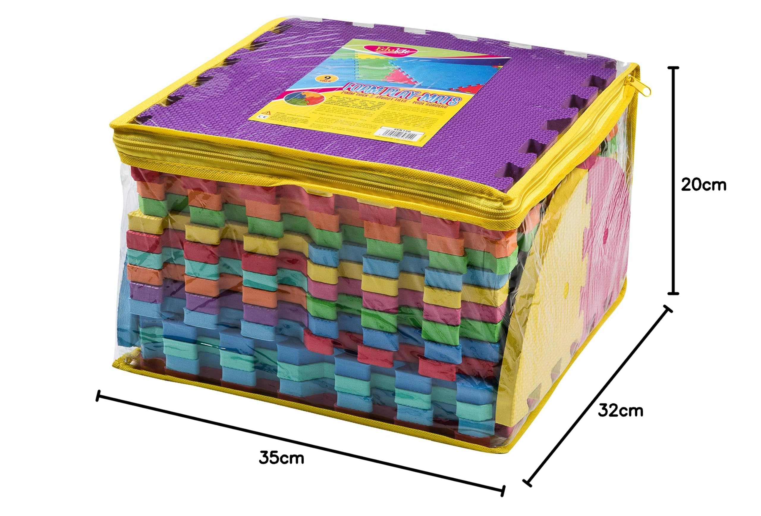 Alfombra de Juegos Edukit de Espuma EVA 25 Piezas 31,5x31,5cm Extra Grosor 1,4mm Baldosas Puzzle Multicolores