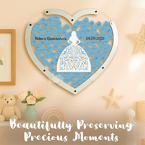 Miniatura 3 de Personalized Quinceañera Guest Book Alternative Ideas - Quinceañera Heart Guest Book Alternative - Custom Wooden Hearts Alternative Guest Book