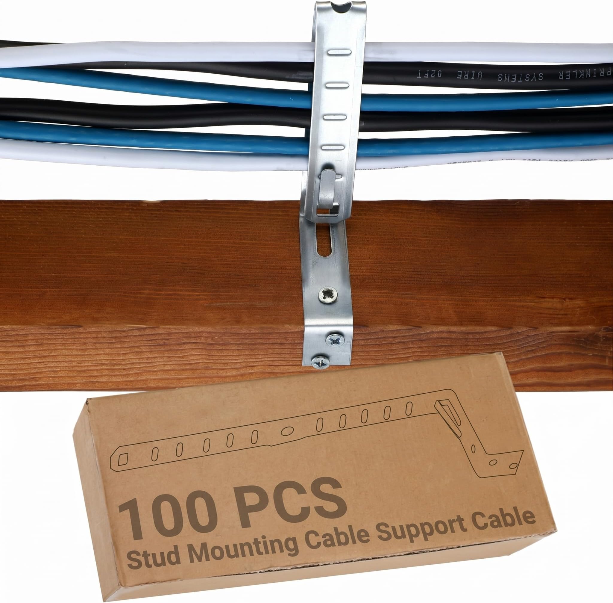 Landhoow 100 Pcs Stud Mounting Cable Support Galvanized Steel Support Strap