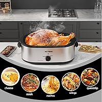 Vista 2 de Horno rostizador eléctrico, con tapa y autohumectante, con descongelado y mantenimiento de calor, temperatura ajustable, bandeja y rejilla plateado