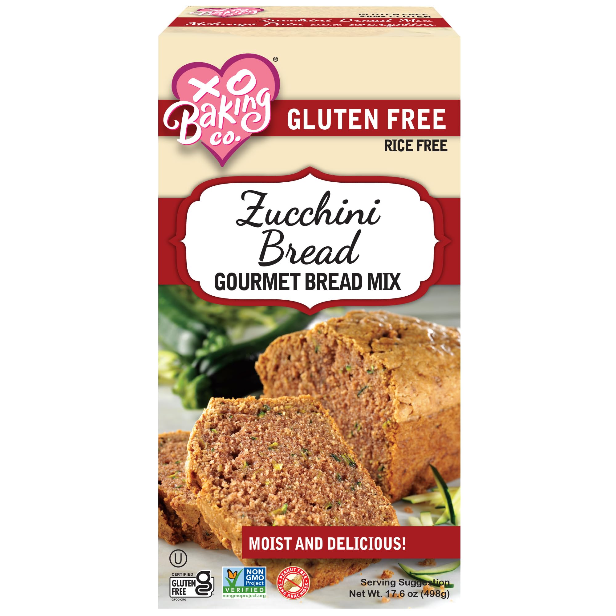 XO Baking Zucchini Bread Mix - Non-GMO Gluten-Free Zucchini Bread Mix - No Preservatives or Artificial Flavors