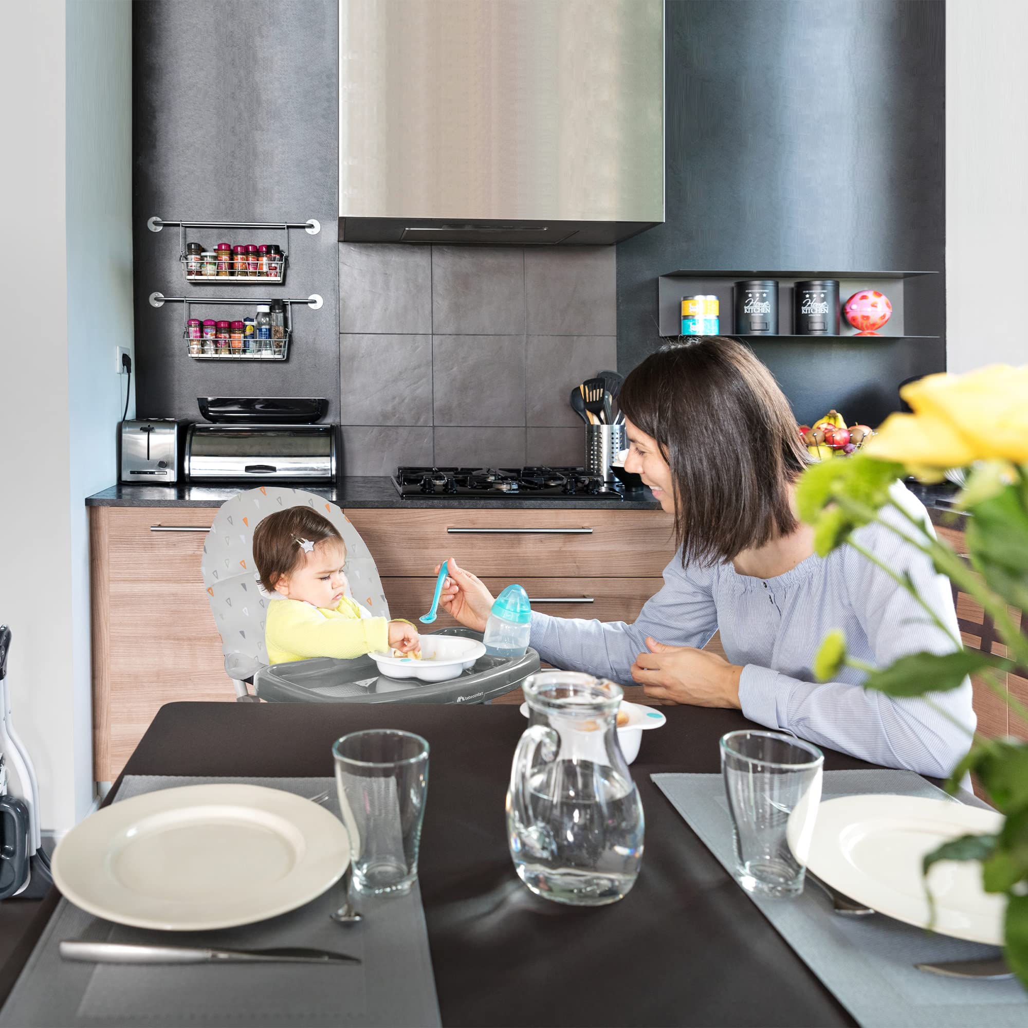 Bebeconfort Keeny, Chaise Haute bébé, Chaise haute compacte et pliable, de 6 mois à 3 ans, jusqu'à 15 kg, Warm grey