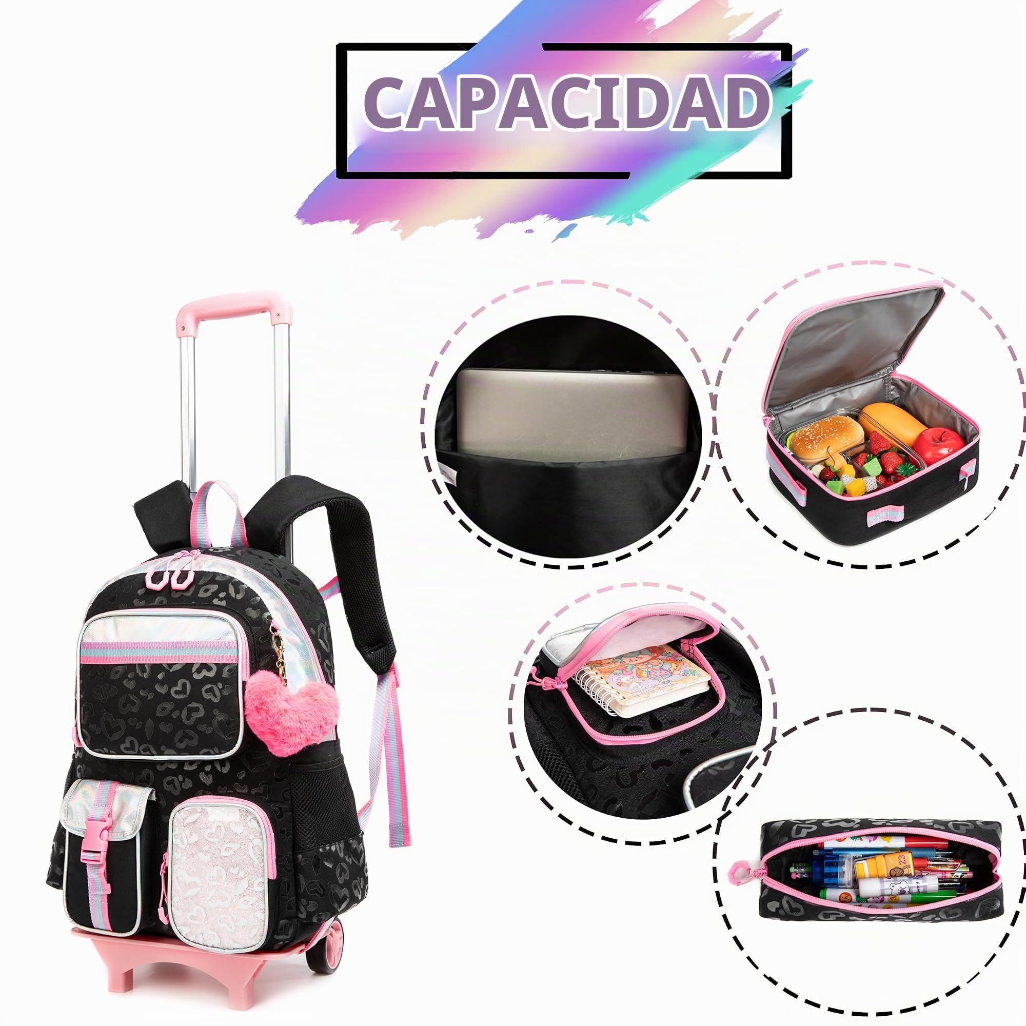 HTgroce Multibolsillo Mochila Niña Con Mochilas Escolares 3pcs