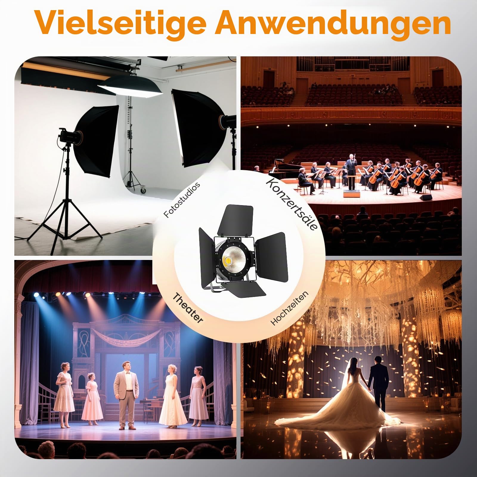 200W LED Bühnenbeleuchtung, 2in1 COB LED DMX512 Bühnenlicht Theaterstrahler Bühnen Par Effekte Spot Licht Außen Spot Licht Warmweiß/Kaltweiß