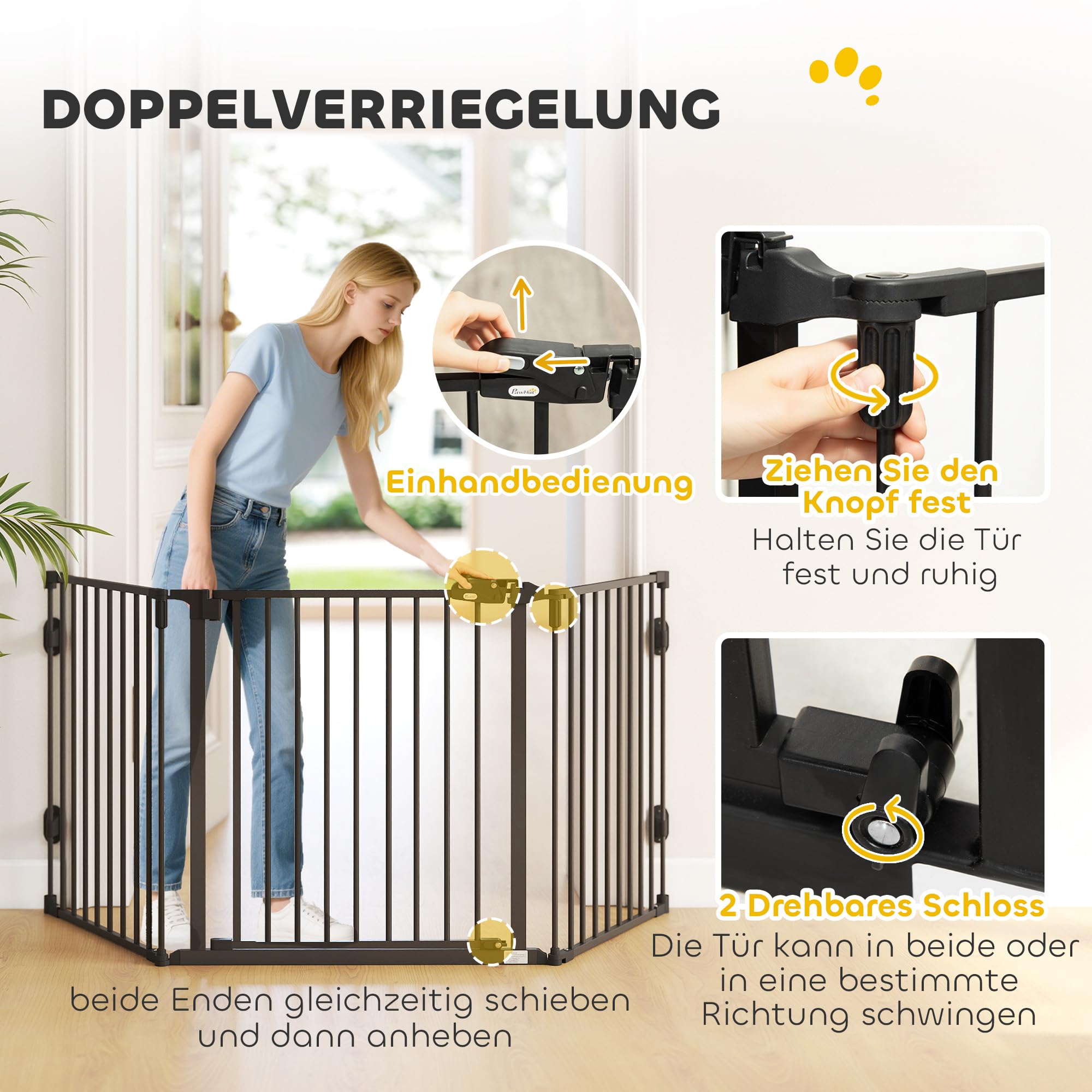 Deurhek Geen Boren – Verstelbare Breedte – Dubbele Sluiting Hondenhek Huisdierhek Hondenhek Automatisch Sluitend Metaal Kunststof Wit 975 X 1041 Cm 2 600x600