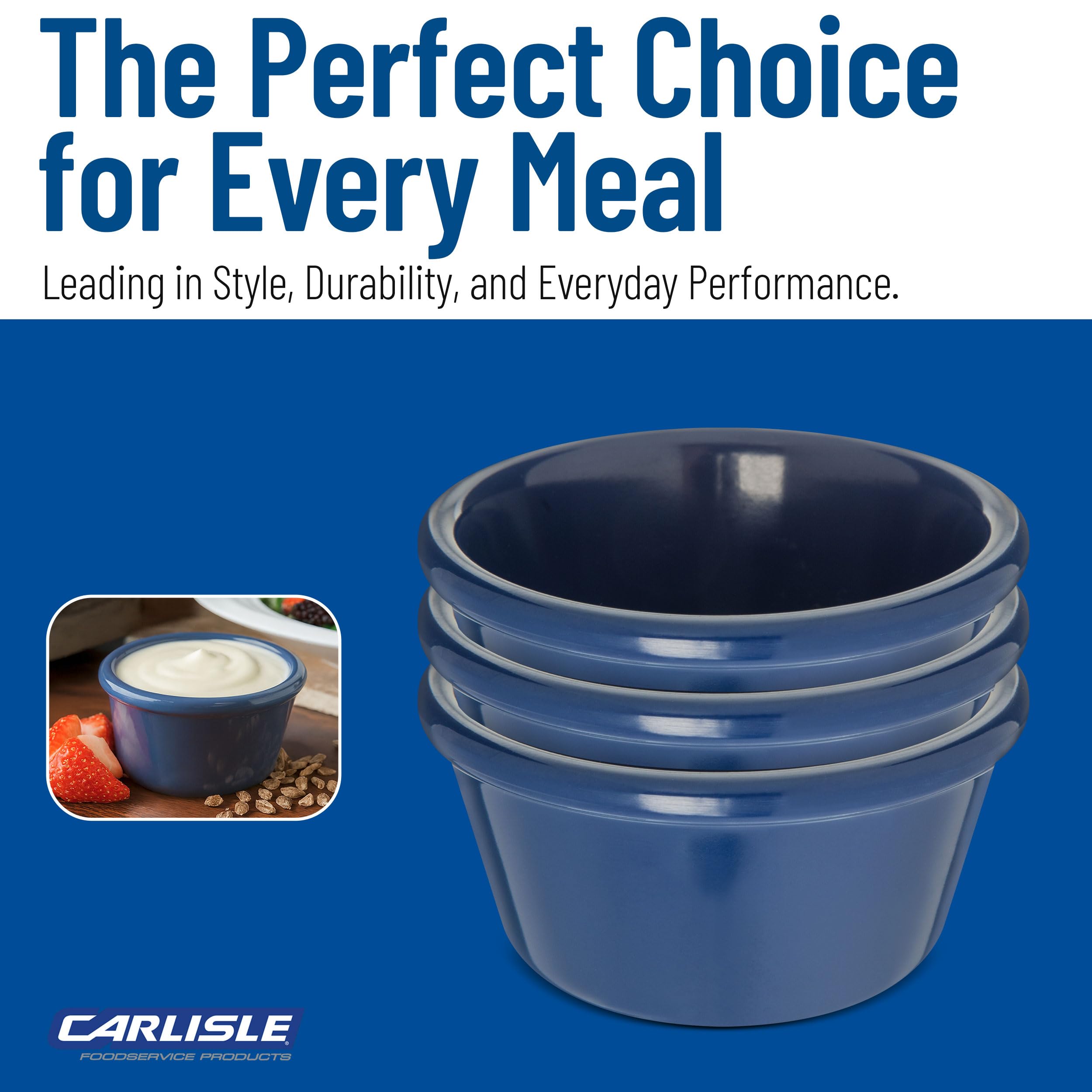 Carlisle S28060 Melamine Smooth Ramekin, 3 oz Capacity, Cobalt Blue (Case of 48)