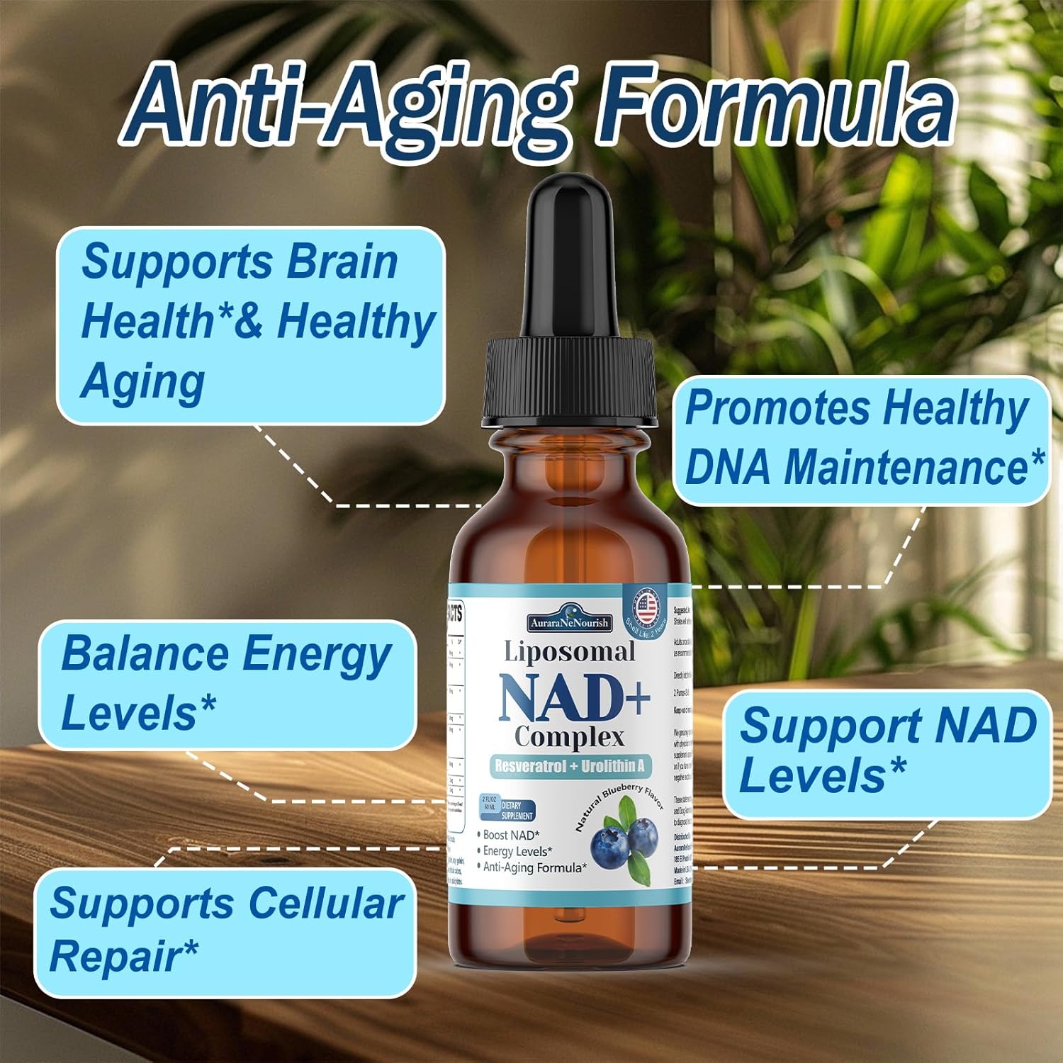 Liposomal NAD+ Liquid Drops, 8-in-1 NAD⁺ Nicotinamide Riboside Resveratrol 900mg w. Quercetin & Urolithin A | Fast Absorption NAD+ Supplement with CoQ10, ALA | Cellular Energy, Anti-Aging, Vitality - Image 5