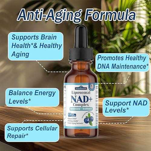 Miniatura 6 de Paquete de 2 regalos de Acción de Gracias gotas líquidas liposimales NAD+ nicotinamida, ribósido resveratrol de 900 mg y arroz de levadura roja con