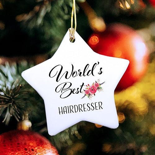 Adorno de peluquería para árbol de Navidad, forma de estrella, ideal para peluquería, estilista, peluquería, salón de belleza, peluquería, regalos