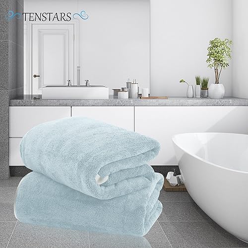 Vista 133 de TENSTARS - Toallas de mano para baño con dobladillo de seda, secado rápido, toalla absorbente de microfibra ultrasuave para baño, fitness, gimnasio