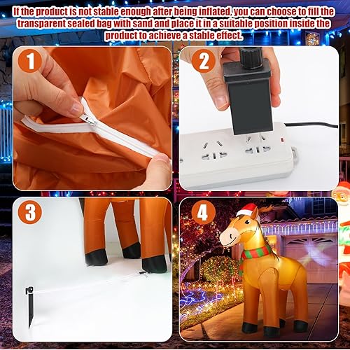 Vista 45 de Shappy Decoración inflable de Navidad de 4.9 pies con sombrero de Papá Noel, decoración inflable de Navidad con luz LED, decoración navideña