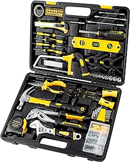 Cartman Yellow 218Piece Tool Set General Household Hand Tool Kit with Plastic Toolbox Storage Case