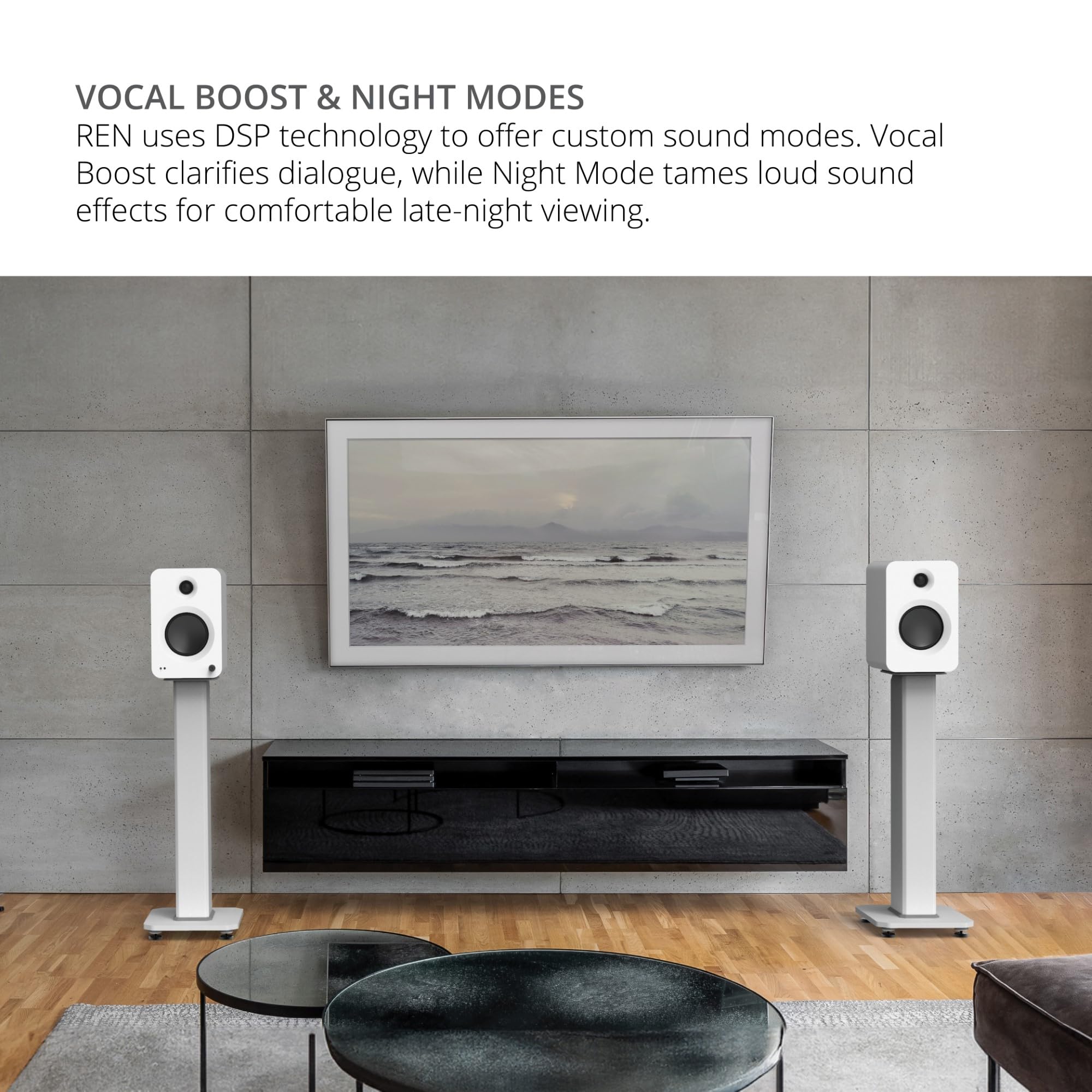 Kanto REN 200W Powered Speaker System with HDMI ARC Input for TV & Home Theater | USB-C and Bluetooth 5.3 | High/Low Pass Filter | Pair | Matte Blue