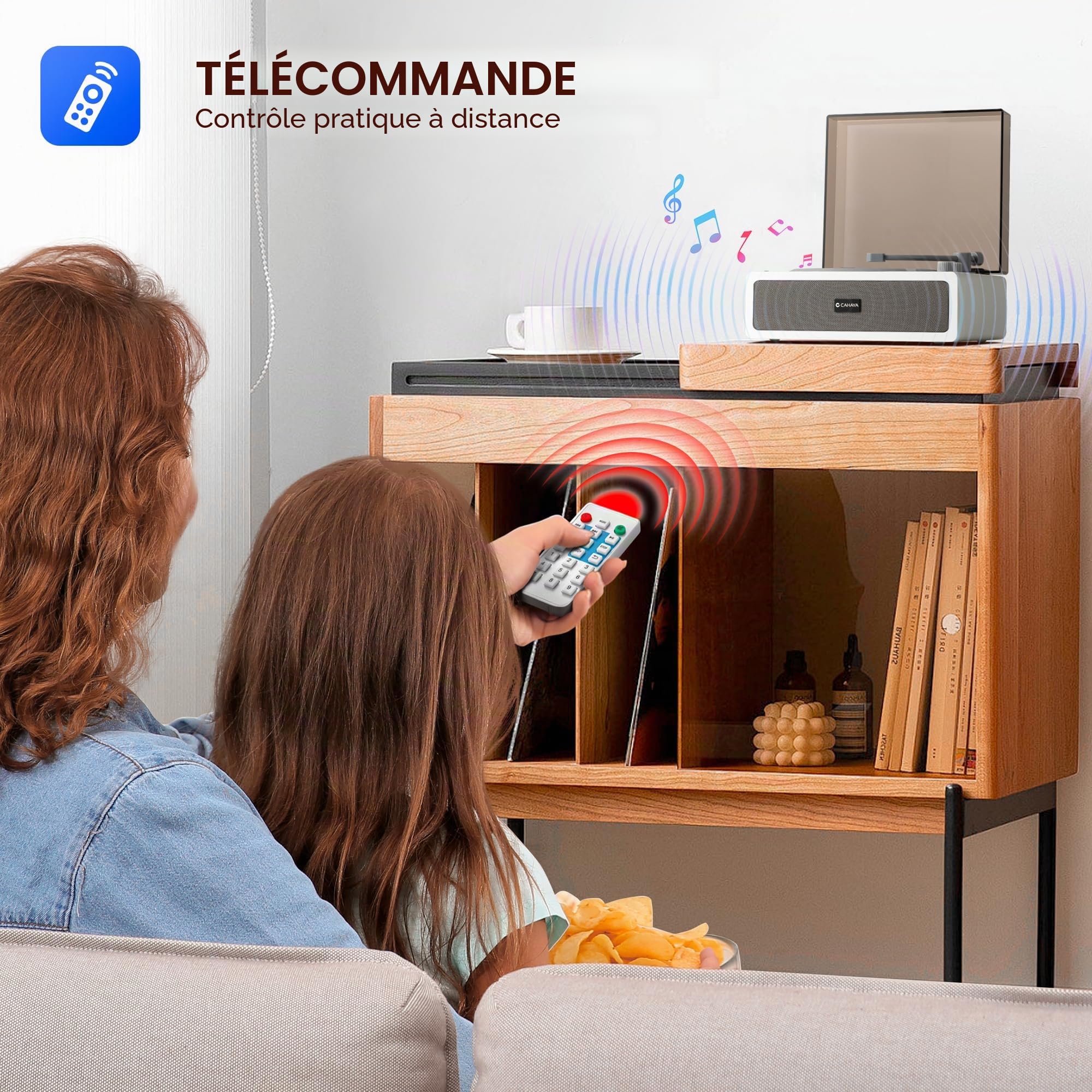 Lecteur CD portable CAHAYA pour usage domestique avec deux haut-parleurs Hi-Fi intégrés, télécommande et connexion pour téléphone et PC, parfait comme cadeau