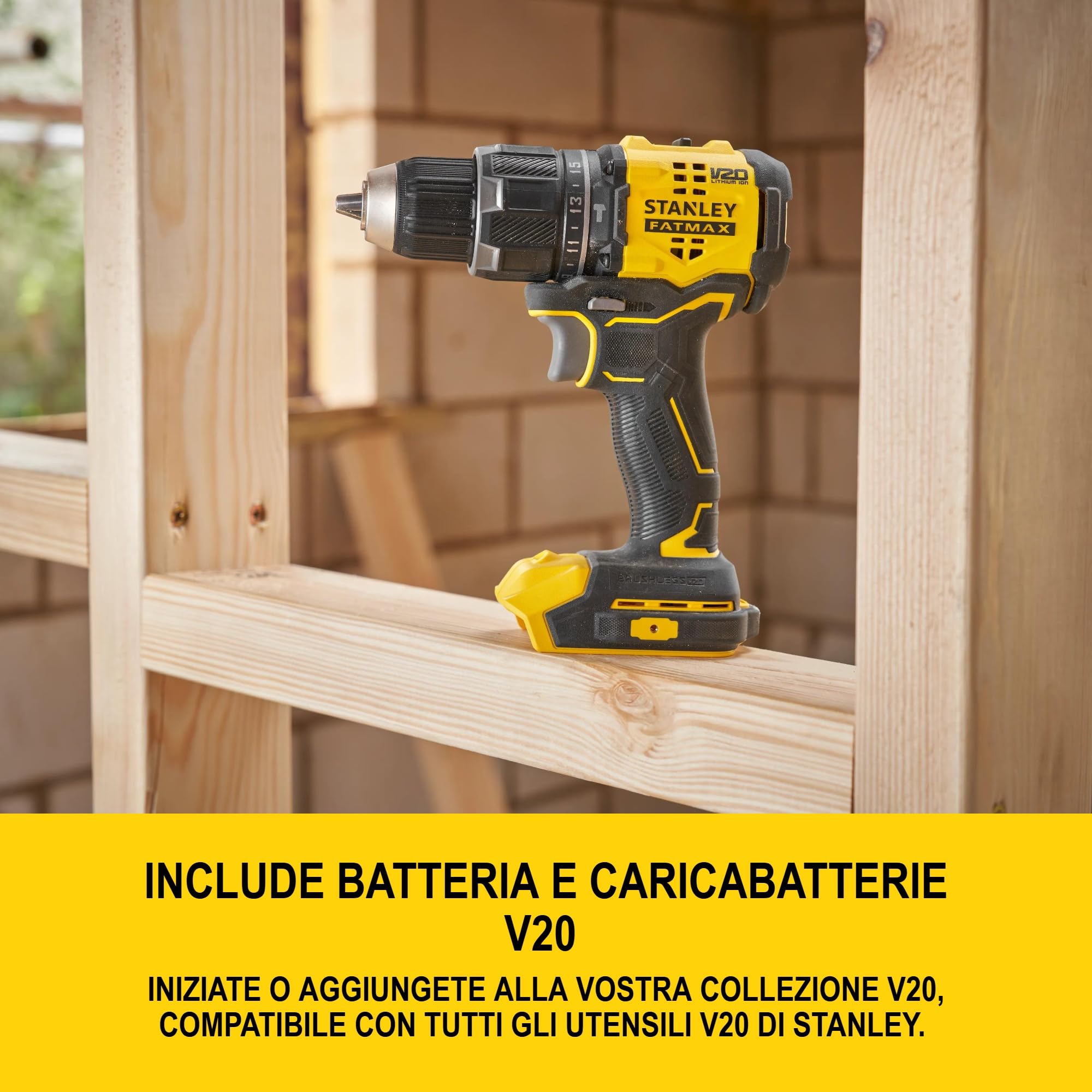 STANLEY V20 Trapano avvitatore a percussione a 2 ingranaggi senza fili, include 2 batterie agli ioni di litio da 2,0 A, caricatore da 1,25 A e valigetta ProStack, 18 V, SFMCD716D2T-QW
