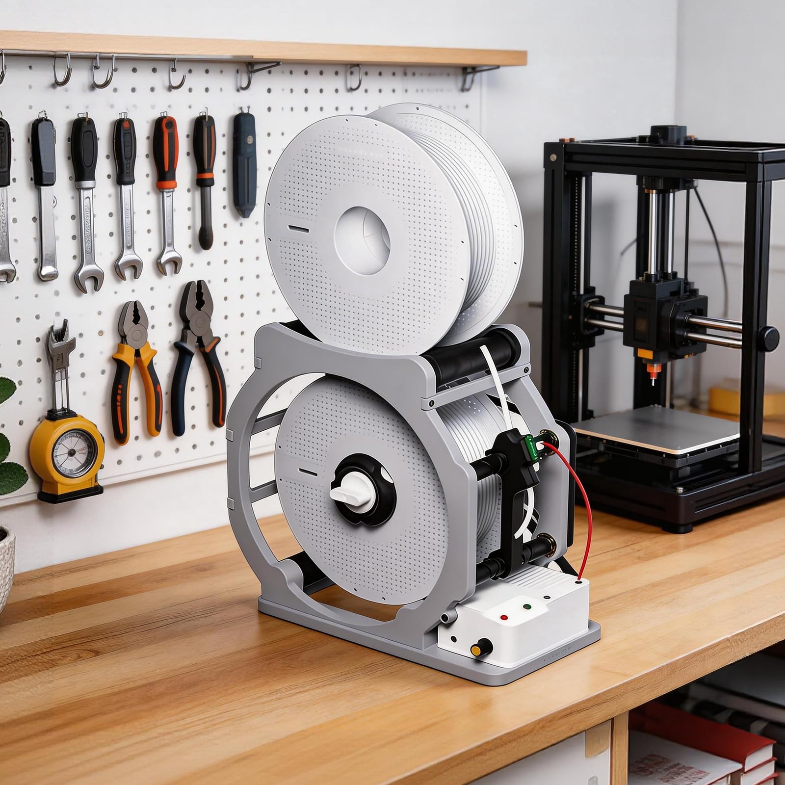 3D Industrial Filament Respooler, Elektrischer Filament Spulenwickler Mit Intelligenter Start Und Stoppfunktion für 1kg Spulen Sauberes Verwicklungsfreies Aufwickeln für PLA PETG ABS TPU Nylon