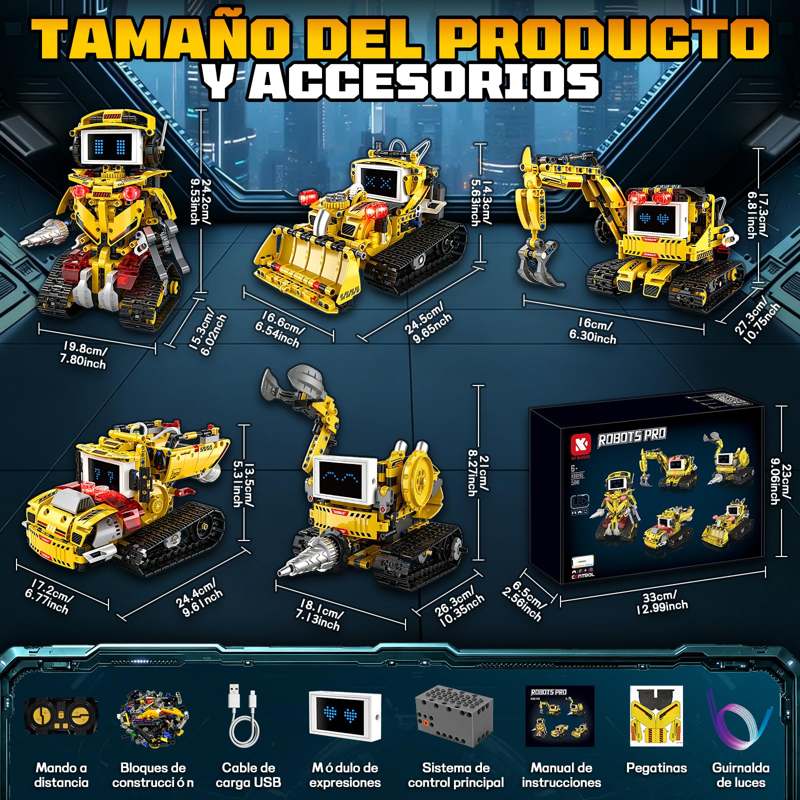 JONRRYIN Robot Teledirigido Niños, Technic Robot Programable 5 en 1
