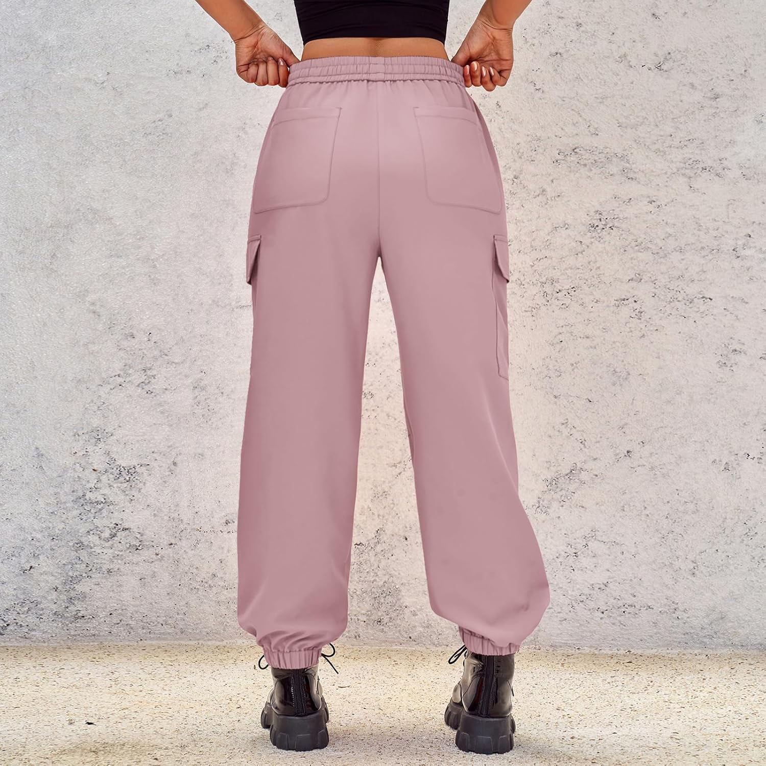 Baggy Cargo Pants Women High Waisted Parachute Pants Lightweight Hiking Joggers Streetwear with Pockets