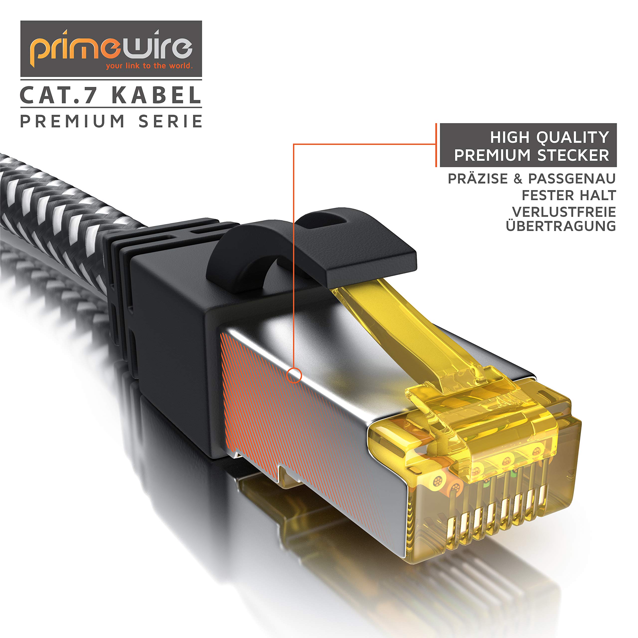 CSL - 7,5 m kabel sieciowy Gigabit Ethernet LAN kabel - płaszcz bawełniany - 10000 Mbit s - kabel krosowy - Cat.7 surowy kabel S FTP PIMF ekranowanie z wtyczką RJ 45 - Switch Router Modem Access Point