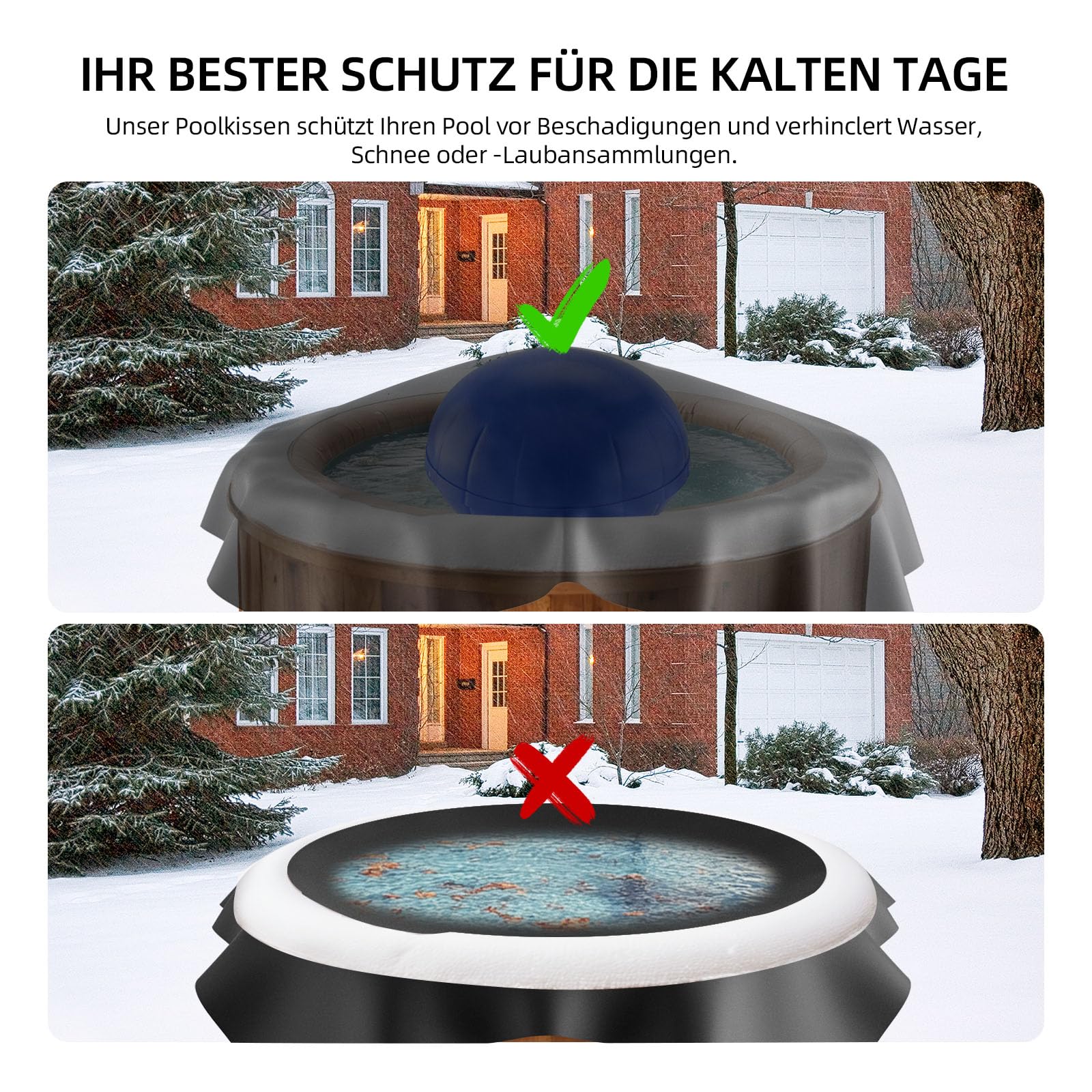 120 x 120cm Poolkissen Winter, Luftkissen Rund zur Poolabdeckung, Pool Winterkissen mit Sicherheitsventil, Pool Zubehör Wintermittel zur Überdachung, Pool Kissen Für Winterabdeckplanen