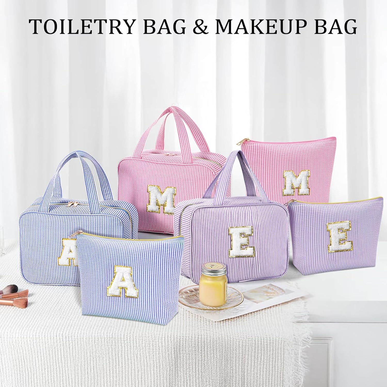 YOOLIFE Initial Hanging Toiletry Bag for Teen Girl - Birthday Gifts for 11 12 13 14 15 16 17 18 19 Year Old Girls, Travel Toiletry Bag Gifts for Mom Daughter Sister Friends, Letter A, Pink - Image 6