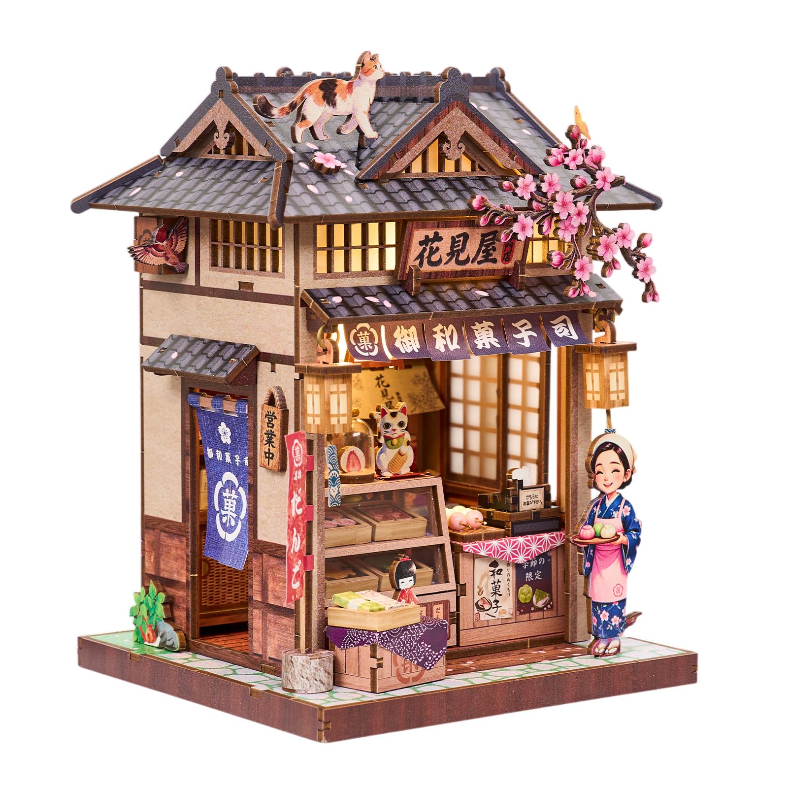 Miniatur Haus kit Book Nook für Erwachsene, DIY Miniatur Puppenhaus | Japanisches Desserthaus Booknook Diorama 3D Puzzle,Dekoration für Zuhause und Bücherregal, Geschenke für Familie Freunde