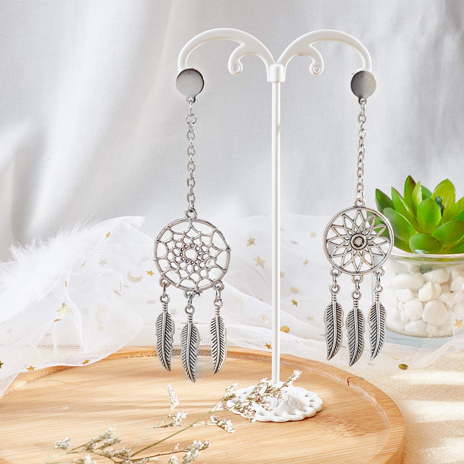 UNICRAFTALE 30pcs Stud Earring Findings - 15 Styles Stainless Steel Posts With Loop For DIY Jewelry Making