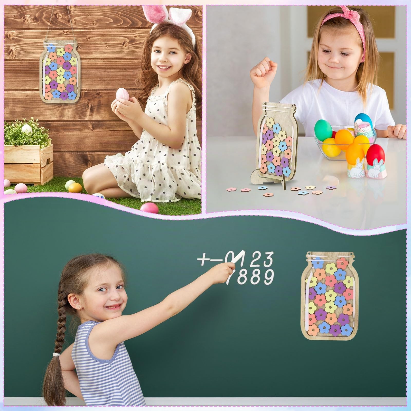 JIANTA Bocal de Récompense Enfants Magnétique Tableau Comportement Classe Reward Jar 30 Fleurs